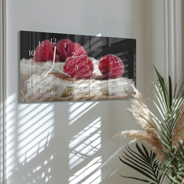Glazen wandklok rechthoekig Frambozendessert