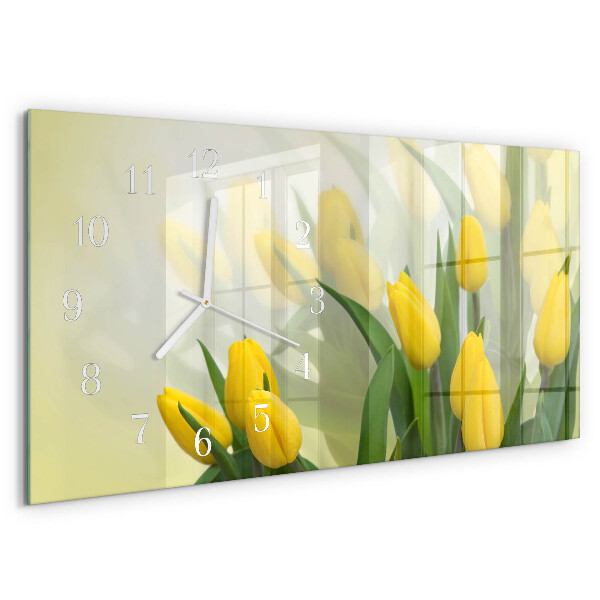 Glazen wandklok rechthoekig Tulpen