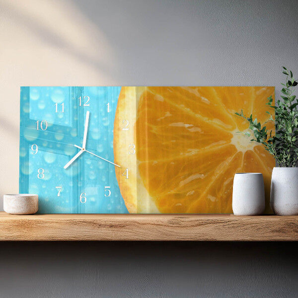 Glazen wandklok rechthoekig Oranje
