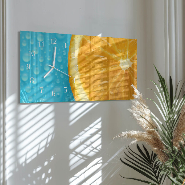 Glazen wandklok rechthoekig Oranje