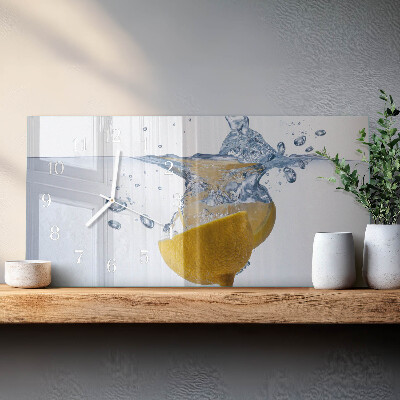 Glazen wandklok rechthoekig Citroen in water