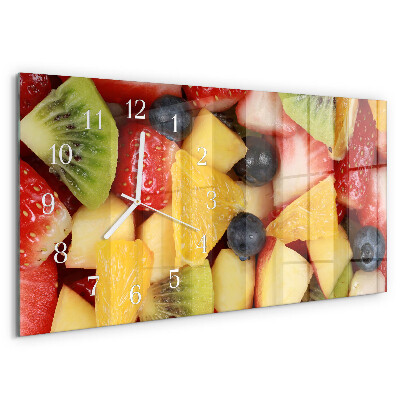 Glazen wandklok rechthoekig Fruitsalade