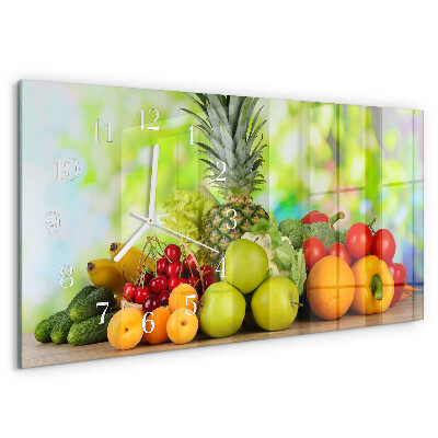Glazen wandklok rechthoekig Fruit en groenten