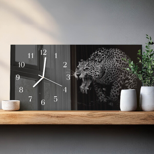 Glazen wandklok rechthoekig Jaguar