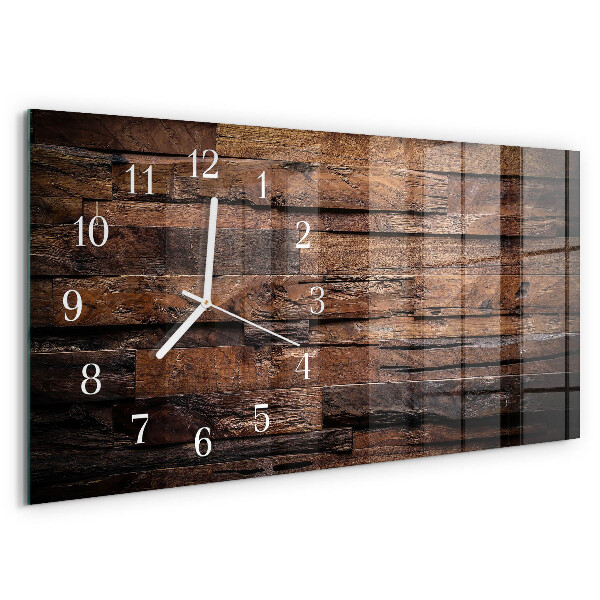 Glazen wandklok rechthoekig Hout