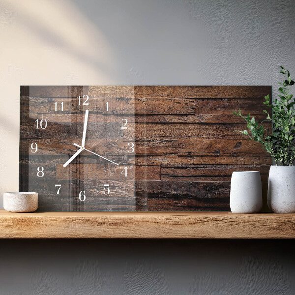 Glazen wandklok rechthoekig Hout