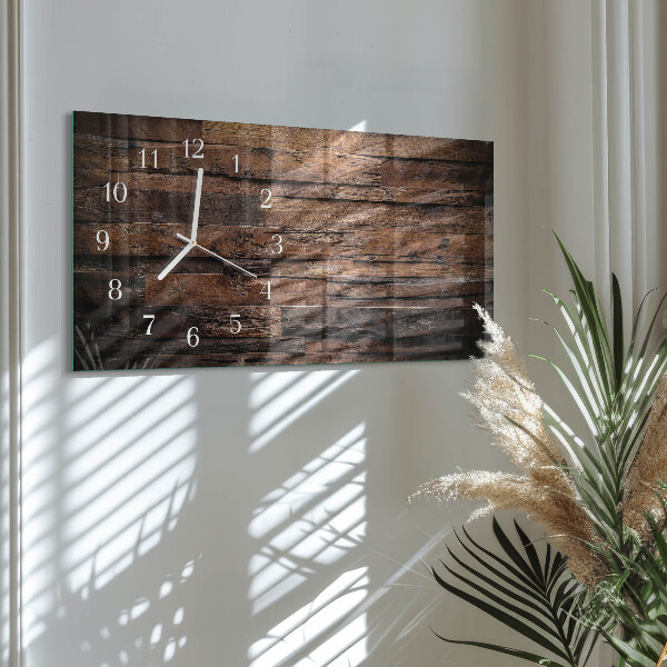 Glazen wandklok rechthoekig Hout