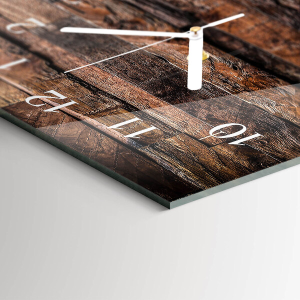 Glazen wandklok rechthoekig Hout