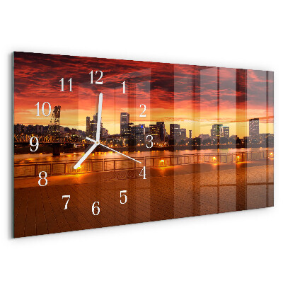 Glazen wandklok rechthoekig Zonsondergang