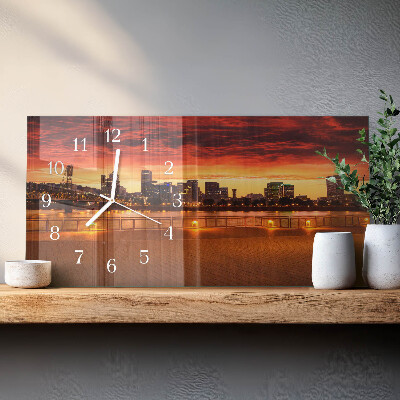 Glazen wandklok rechthoekig Zonsondergang