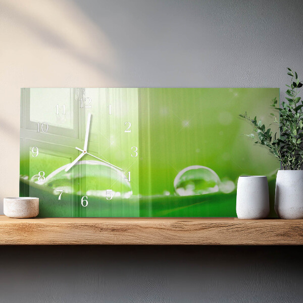 Glazen wandklok rechthoekig waterdruppels