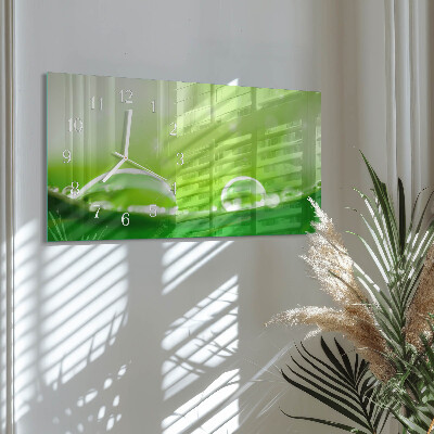 Glazen wandklok rechthoekig waterdruppels