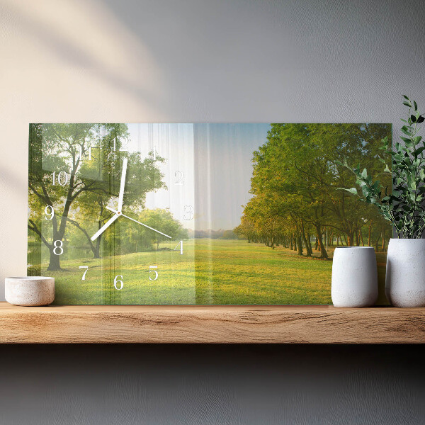 Glazen wandklok rechthoekig Het groen van de natuur