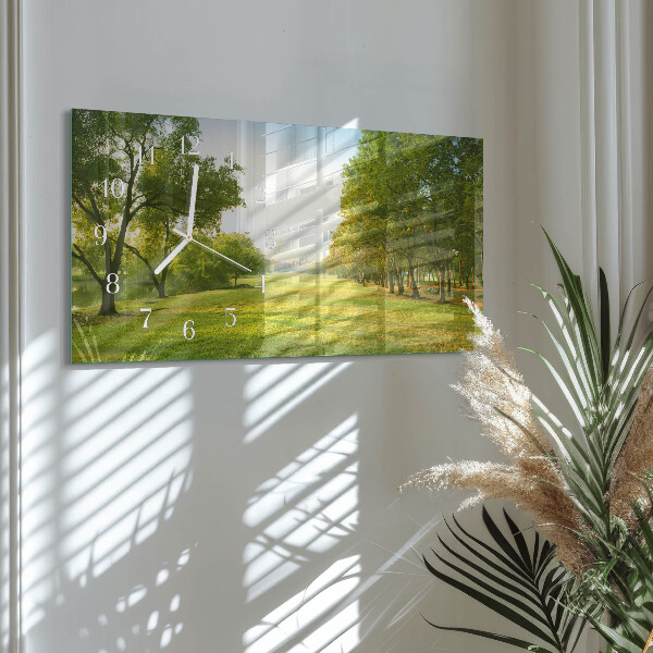 Glazen wandklok rechthoekig Het groen van de natuur