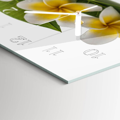 Glazen wandklok rechthoekig Bloemen