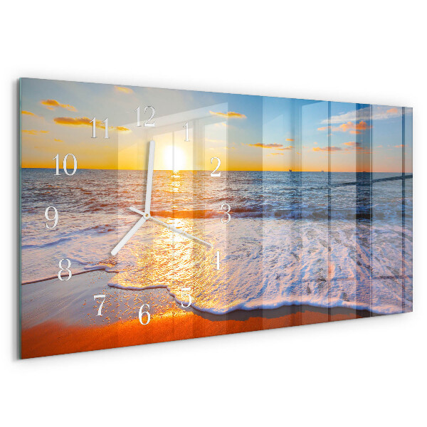 Glazen wandklok rechthoekig Zonsondergang