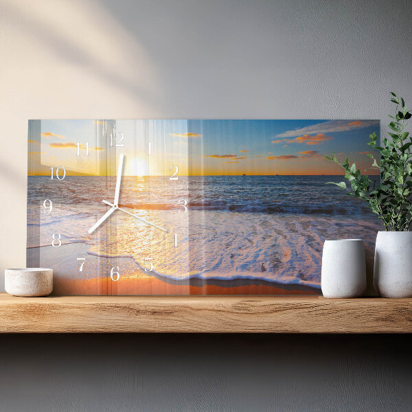Glazen wandklok rechthoekig Zonsondergang