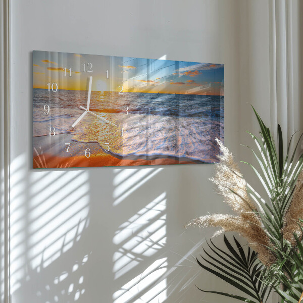 Glazen wandklok rechthoekig Zonsondergang