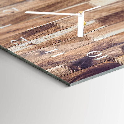 Glazen wandklok rechthoekig Houten planken