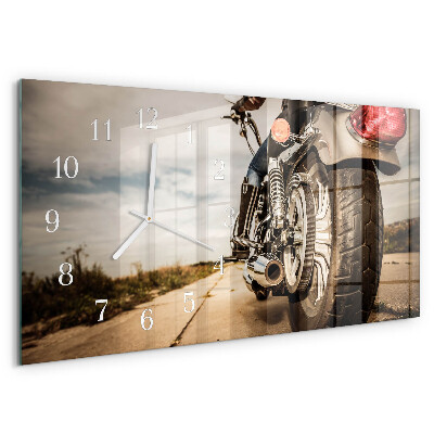 Glazen wandklok rechthoekig Motorfiets