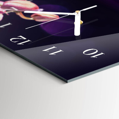 Glazen wandklok rechthoekig Orchidee