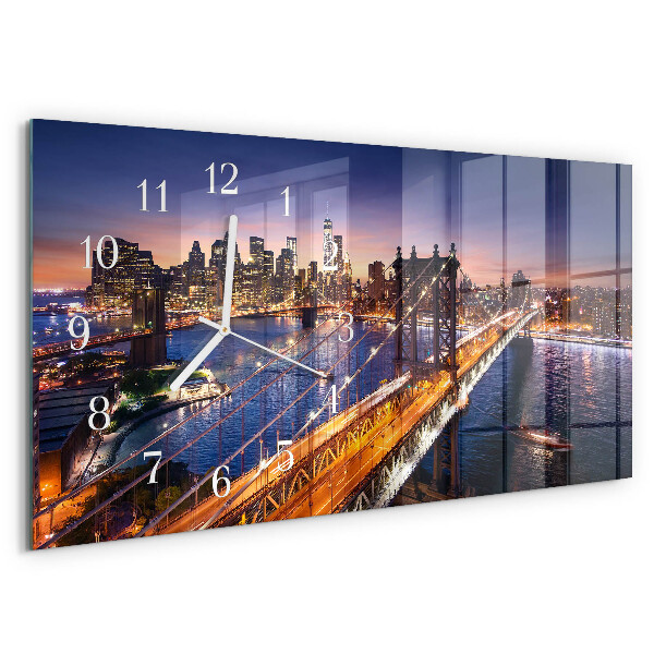Glazen wandklok rechthoekig New York