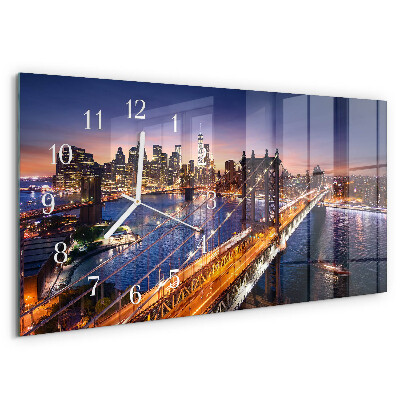 Glazen wandklok rechthoekig New York