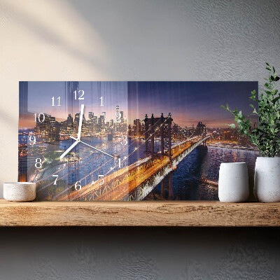 Glazen wandklok rechthoekig New York