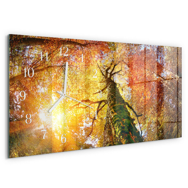 Glazen wandklok rechthoekig Herfst