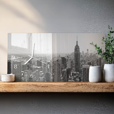 Glazen wandklok rechthoekig New York