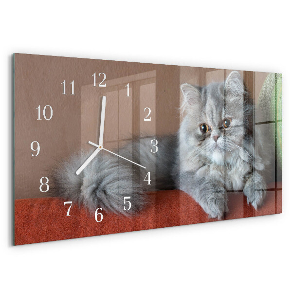 Glazen wandklok rechthoekig Perzische kat
