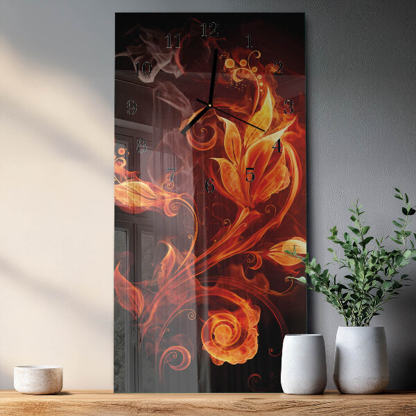 Glazen klok rechthoekige Abstracte bloemen