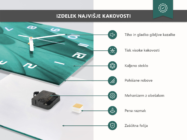 Glazen klok rechthoekige Plastic