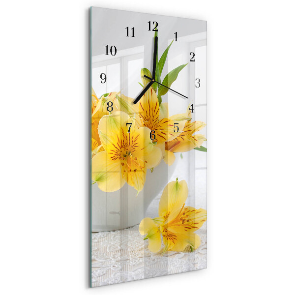 Glazen klok rechthoekige Gele bloemen