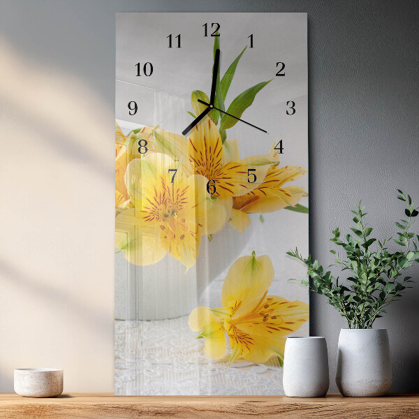 Glazen klok rechthoekige Gele bloemen