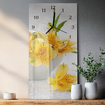 Glazen klok rechthoekige Gele bloemen