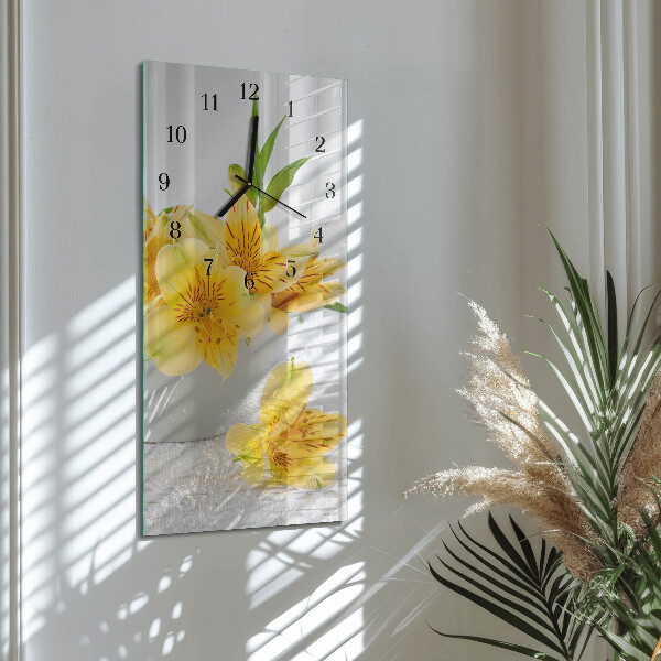 Glazen klok rechthoekige Gele bloemen