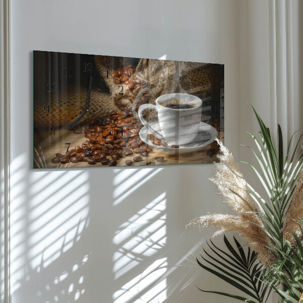 Glazen klok horizontaal Koffie