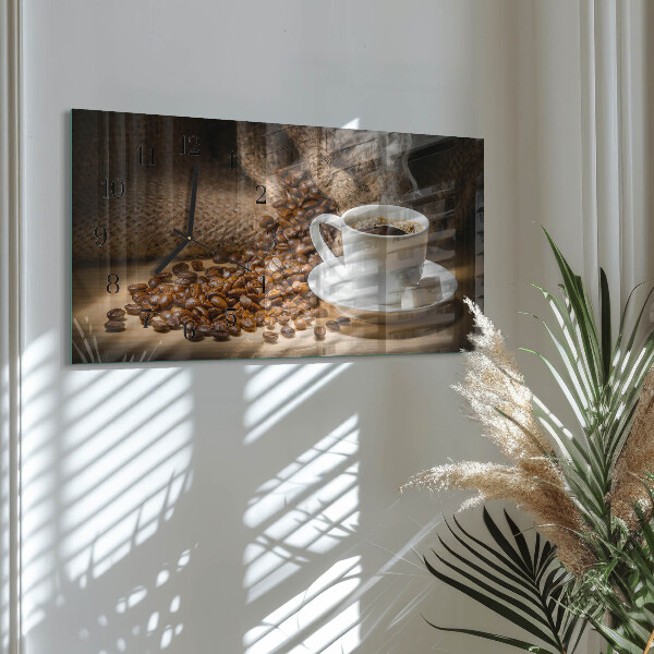 Glazen klok horizontaal Koffie