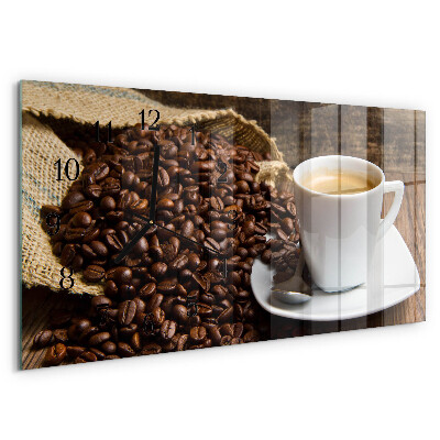 Glazen klok horizontaal Koffie