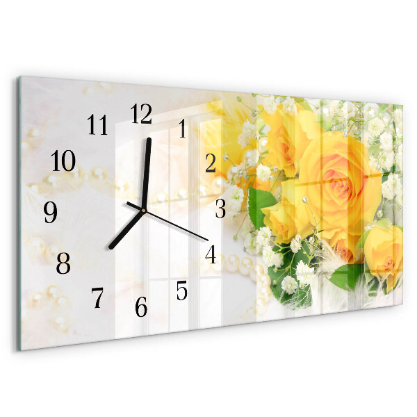 Glazen klok horizontaal Bloemen