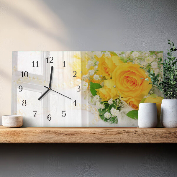 Glazen klok horizontaal Bloemen