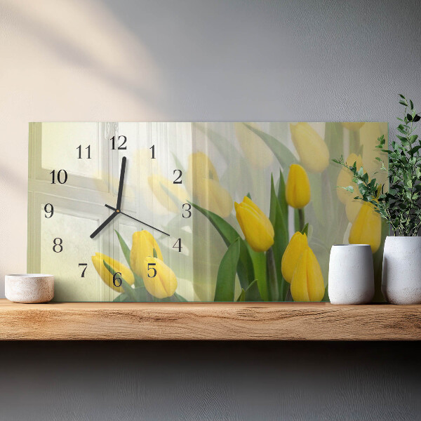 Glazen klok horizontaal Tulpen
