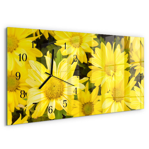 Glazen klok horizontaal Gele bloemen
