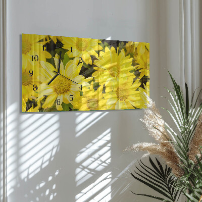 Glazen klok horizontaal Gele bloemen