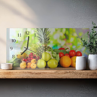 Glazen klok horizontaal Fruit en groenten