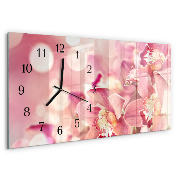 Glazen klok horizontaal Orchideeën