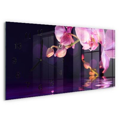 Glazen klok horizontaal Orchidee