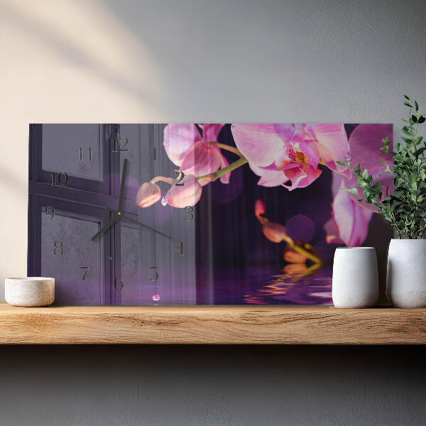 Glazen klok horizontaal Orchidee
