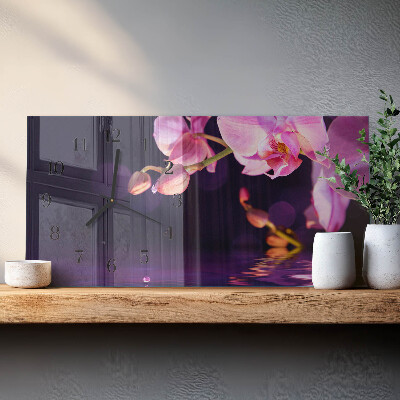 Glazen klok horizontaal Orchidee